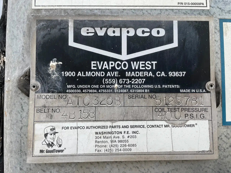 Evapco ATC-325 Evaporative Condenser ( 325 Nominal Tons, 2 Motors, 1 Tower Unit)