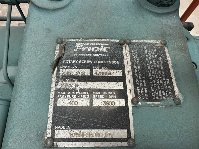 Frick RXB50H Rotary Screw Compressor Package (Frick XJS120S, 125 HP 230/460 V, Frick Quantum HD 5 Control Panel)