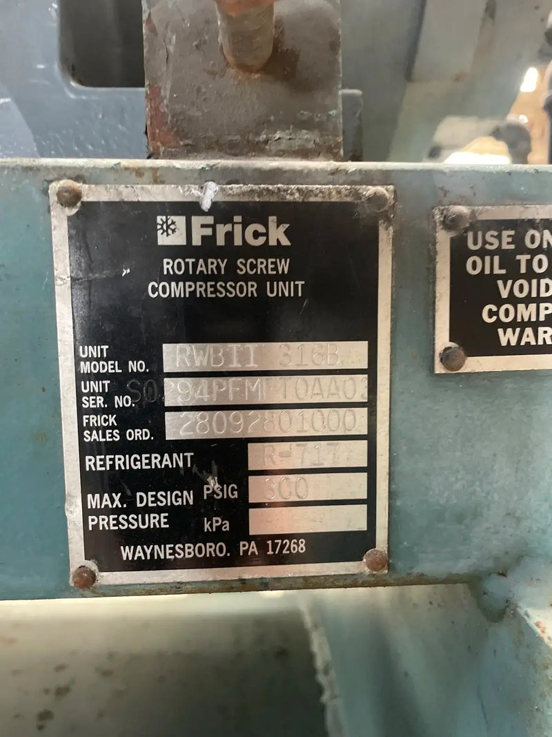 Frick TDSH283S Rotary Screw Compressor Package (Frick TDSH283S, 200 HP 230/460 V, Micro Control Panel)