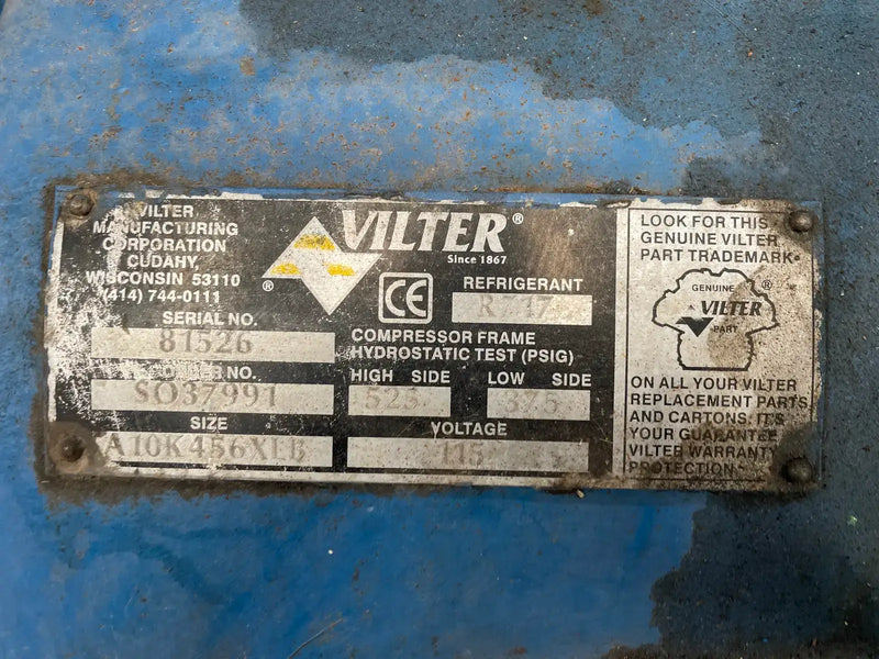 Vilter 456XL 6-Cylinder Reciprocating Compressor (MISSING COMPRESSOR, 100 HP, 460 V, Belt Driven)