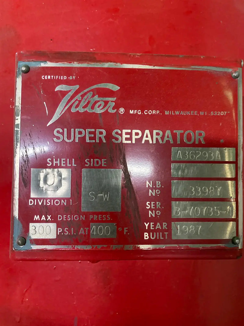 Vilter Super Separator Oil Separator (20in X 60in.100 Gallons)