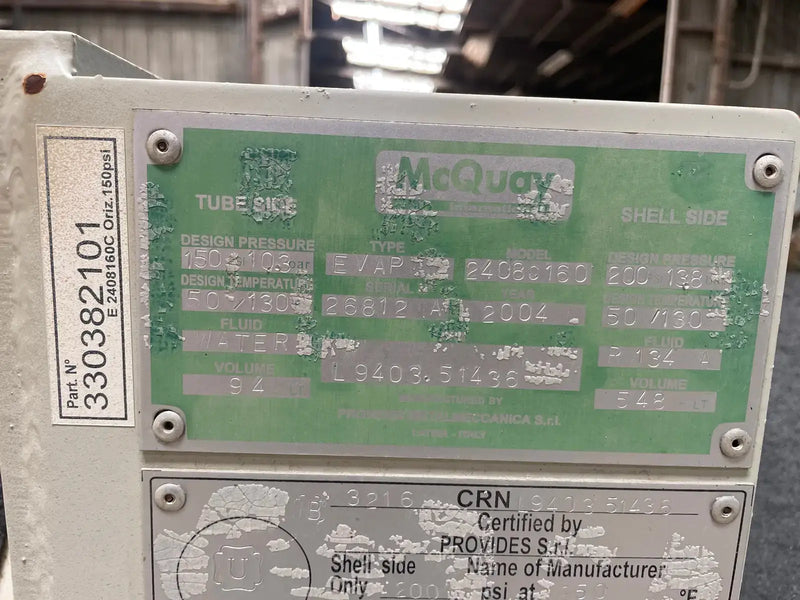 McQuay 2408C160 Shell & Tube Heat Exchanger
