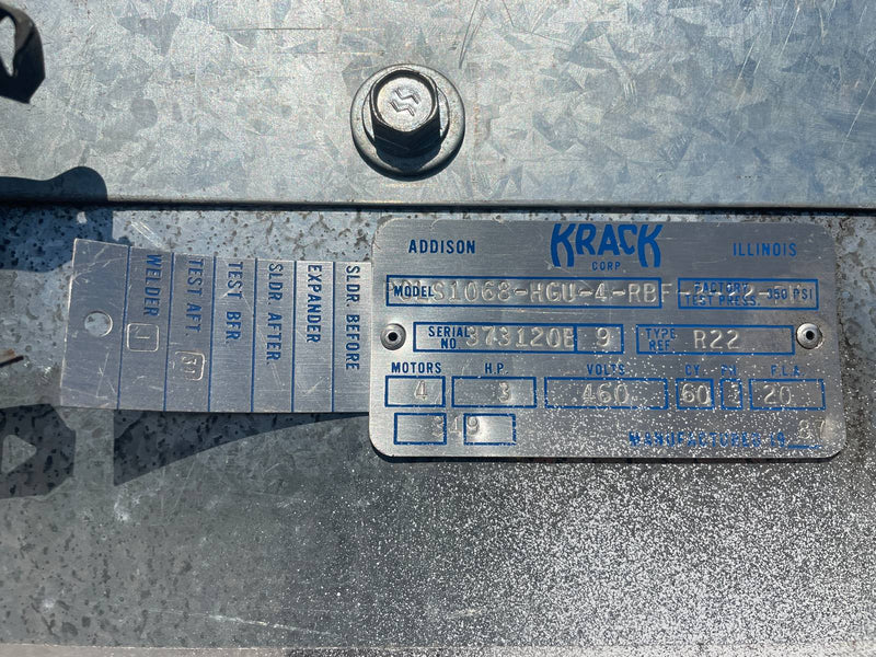 Krack PCLS1068-HGU-4-RBF Freon Evaporator Coil- 55.97 TR, 4 Fans (Low/Medium Temperature)