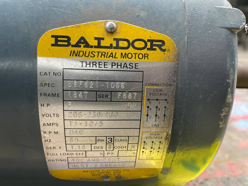 Baldor Motor (3 HP, 1140 RPM, 230/460 V)