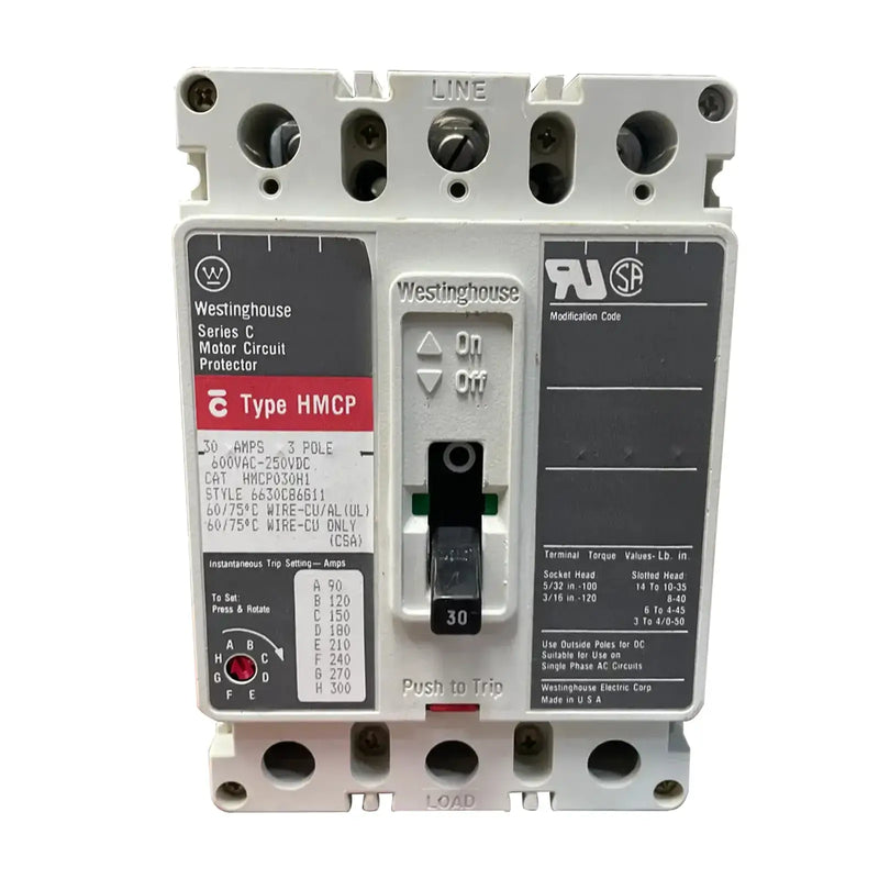 Westinghouse HMCP030H1 Series C Motor Circuit Protector ( 30 Amp, 3 Pole, 600 VAC-250 VDC)