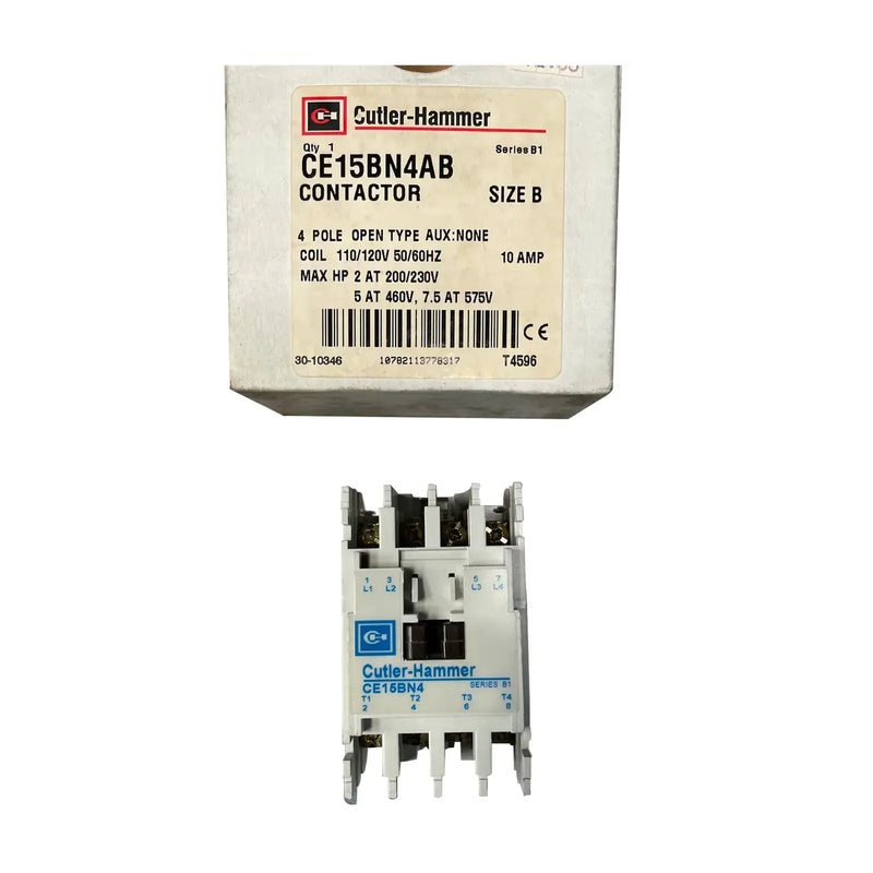 Cutler-Hammer CE15BN4AB Contactor( Size B, 110/120V, 50/60 Hz, 10 AMP)