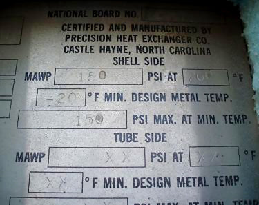 1990 Precision Heat Exchanger Co. Tube Chiller with Surge Drum Precision Heat Exchanger Co. 