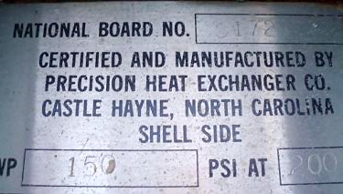 1990 Precision Heat Exchanger Co. Tube Chiller with Surge Drum Precision Heat Exchanger Co. 