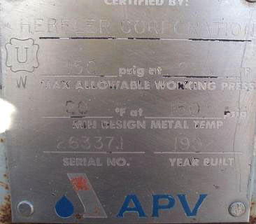 1992 APV Plate Heat Exchanger - 3,034 sq. ft. APV 