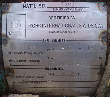 1993 York International Chiller Barrel- 185 Ton York 