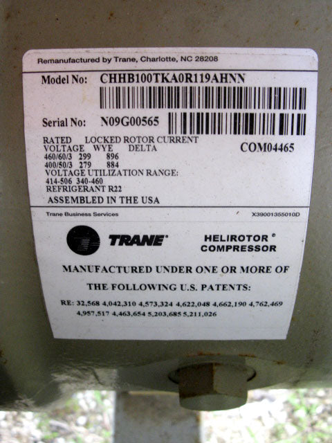 1997 Trane Air Cooled Liquid Chiller- 215 Tons Trane 