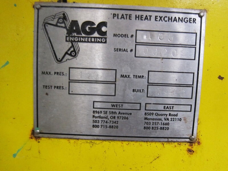 2000 AGC ProFlow Plate Heat Exchanger - 1550 sq ft AGC Engineering 