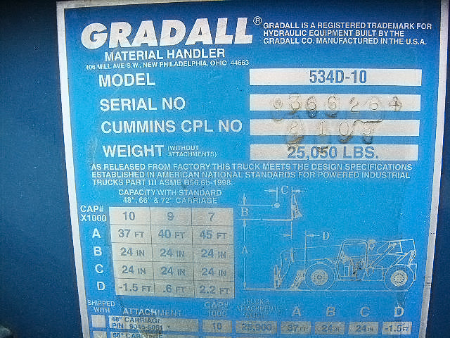 2000 Gradall 10,000 Lb 4x4 Telescopic Telehandler Forklift Gradall 