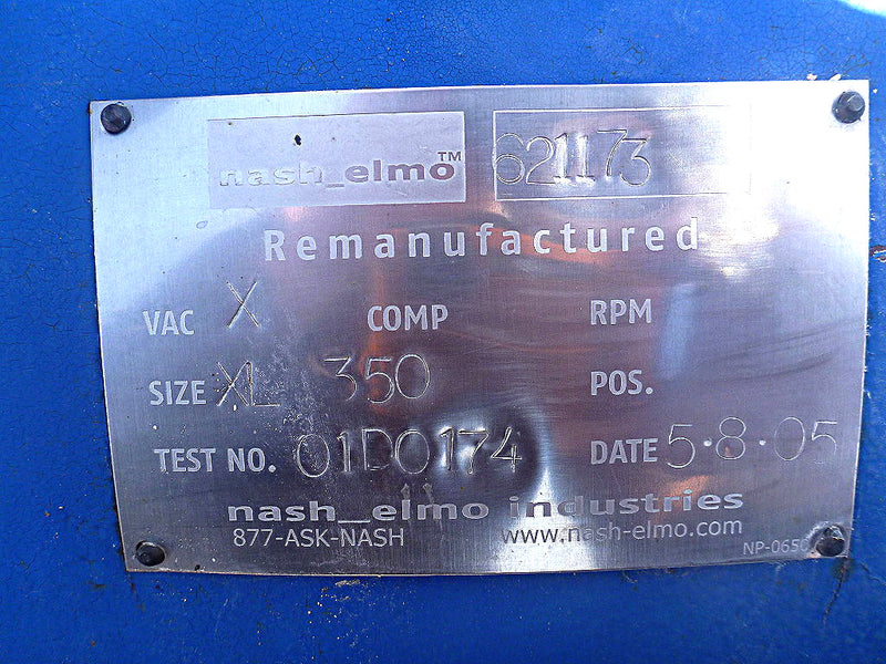 2001 Nash Elmo Size XL-350 Vacuum Pump - 125HP Nash Elmo Ind. 