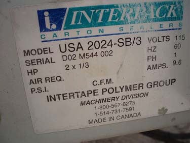 2002 Interpack USA Series Carton Sealer Interpack 