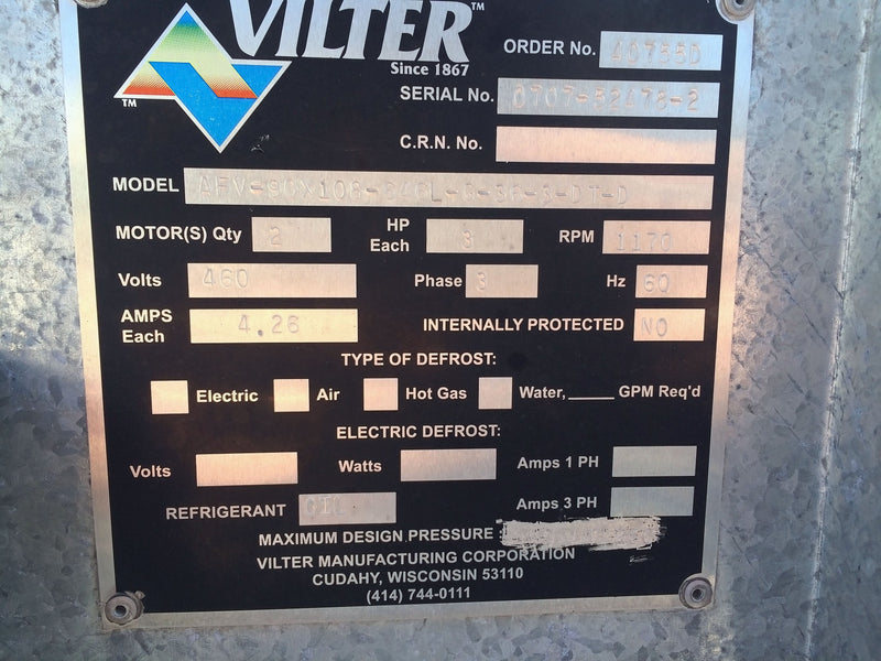 2007 Vilter Air-cooled Condenser / Cooler Vilter 