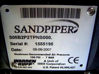 2007 Warren Rupp Sandpiper® Double Diaphragm Pump Warren Rupp 