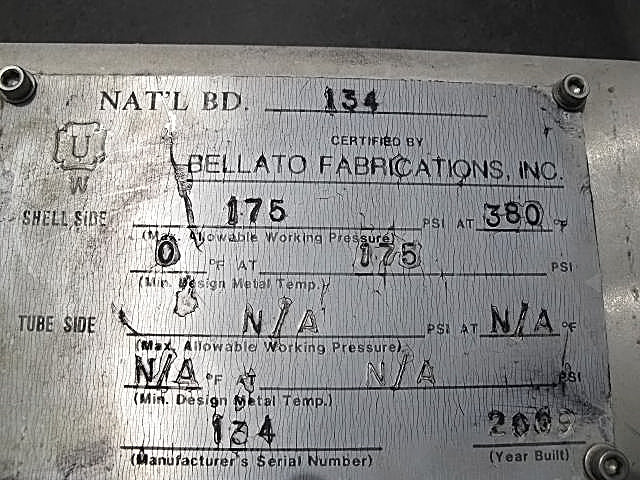2009 Bellato Fabrications Inc. Steam Separator Bellato Fabrications Inc. 