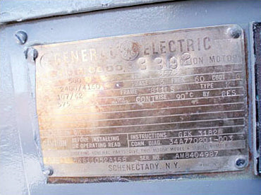2400 / 4160 V General Electric Motor- 500 HP General Electric 