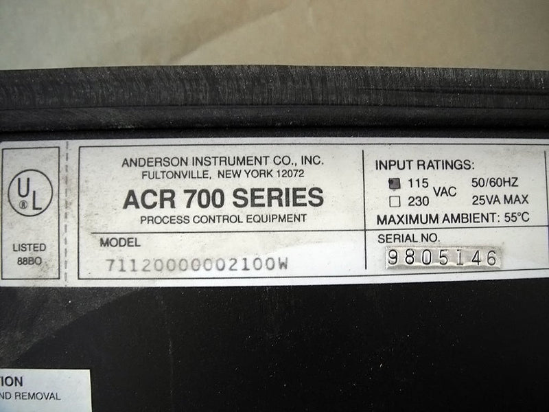 Anderson Instrument Co. ACR 700 Series Chart Recorder Anderson Instrument Co. 