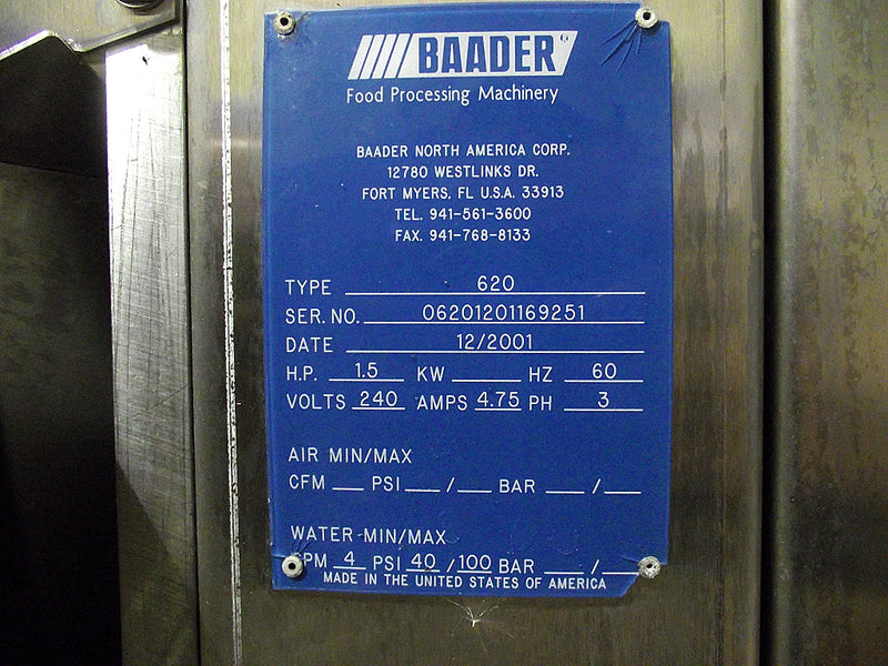 Baader Food Processing Machinery Fish Skinner – Model 620 Baader 