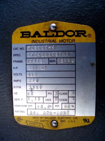 Baldor High Efficiency Electrical Motor – 200 HP Baldor 