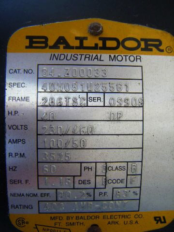 Baldor Industrial Motor - 40 HP Baldor Electric 