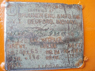 Brunner Eng. & Mfg. Ammonia Vertical Receiver- 120 Gallon Brunner Engineering & Mfg. Co. 