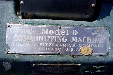 Fitzpatrick Fitzmill Comminuting Machine Fitzpatrick 
