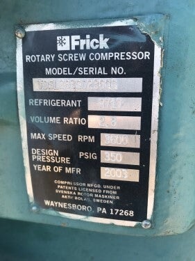Frick RDB-316-B Screw Booster Compressor - 235 HP Frick 