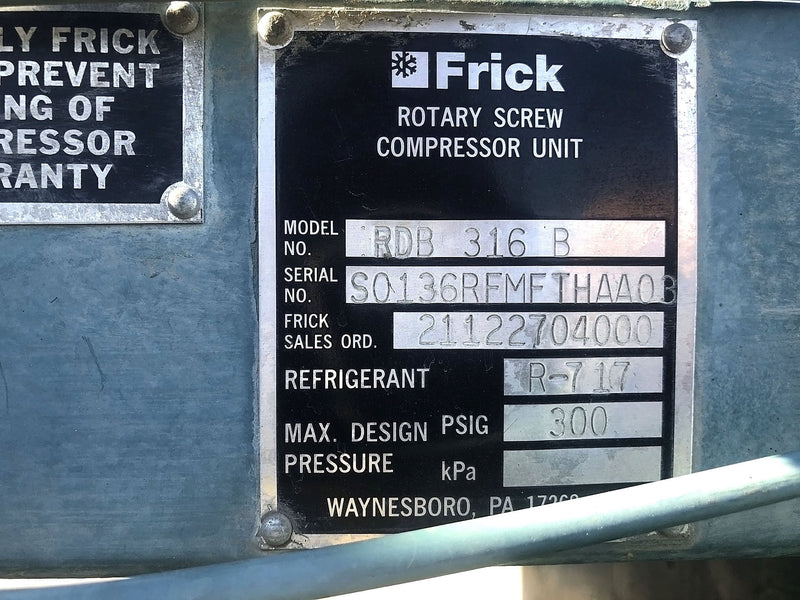 Frick RDB-II-316B Screw Booster Compressor (*HD Micro) - 300HP Frick 