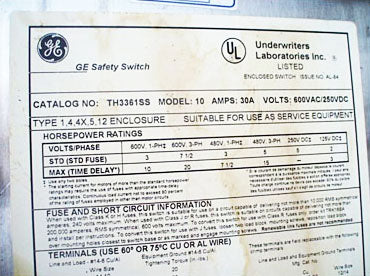 General Electric Heavy Duty Safety Switches- 30 Amp General Electric 