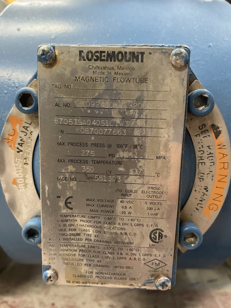 Rosemount 8705 Series Magnetic Flow-Tube (4 inches)