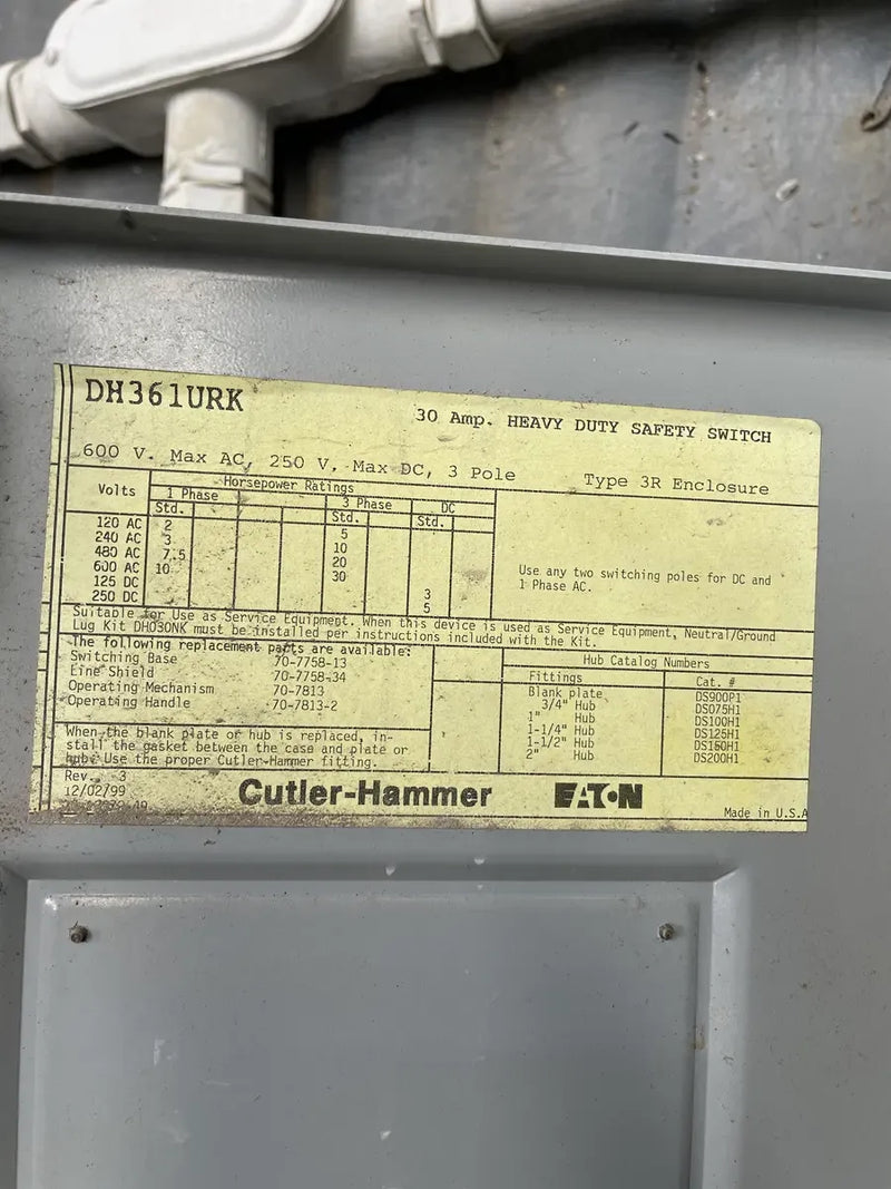 Cutler-Hammer Heavy Duty Safety Switch