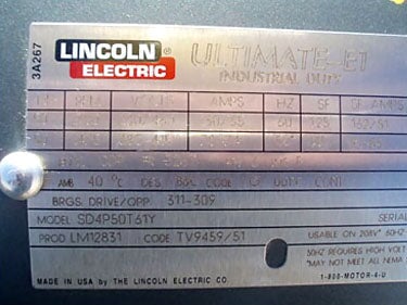 Lincoln Electrical Motor-50 Hp Lincoln 