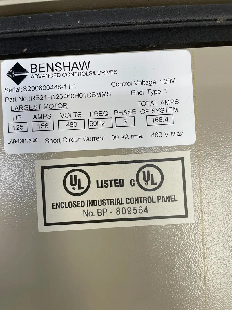 Benshaw Screw Compressor Motor Starter (125 HP, 480 Volts, 60 Hz)