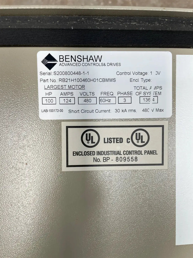 Benshaw Screw Compressor Motor Starter (100 HP, 480 Volts, 60 Hz)