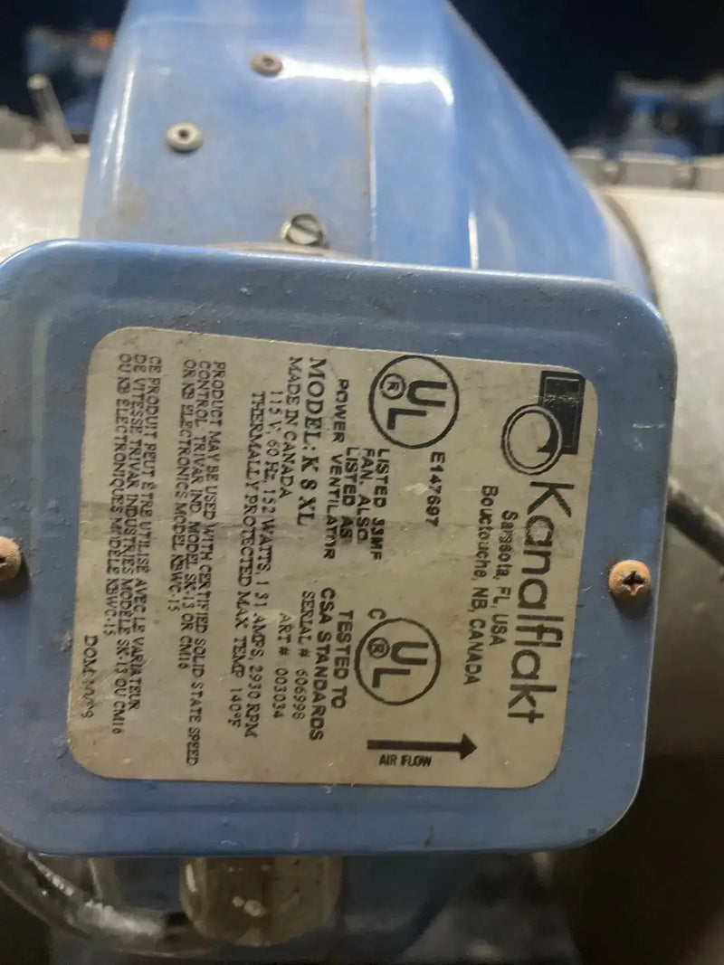 Kanalflakt K8XL Inline Cyclone Fan Dust-Duct Fan (115V, 60 Hz, 2930 RPM)