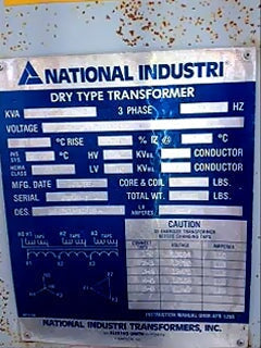 National Industries 2500 KVA Dry Type Transformer Nelson Industries Inc. 