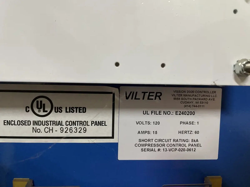 Vilter Rotary Screw Compressor Package (Vilter VSR221, 125 HP 230/460 V, Vilter Micro Control Panel)