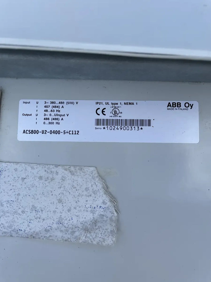 ABB ACS800-U2-0400 Adjustable Frequency Inverter (400 HP)