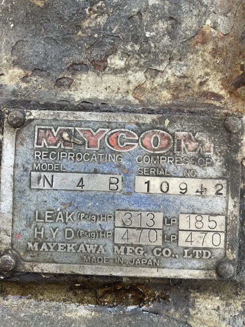 Mycom N4B 4-Cylinder Reciprocating Compressor Package (75 HP 230/460 V, Belt Driven)