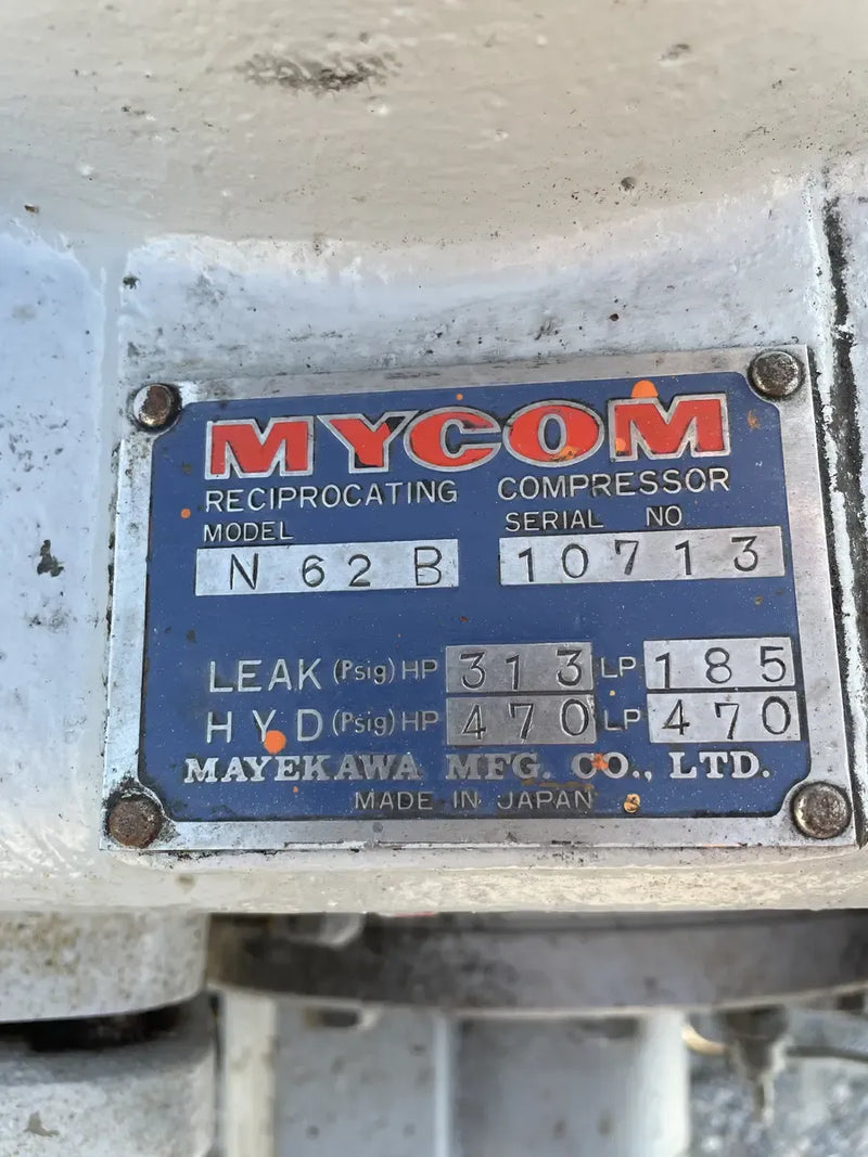 Mycom N63B 8-Cylinder Reciprocating Compressor Package (100 HP 230/460 V, Belt Driven)