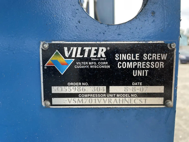 Rotary Screw Compressor Package (MISSING SCREW, 300 HP 460 V, Vilter Micro Control Panel)