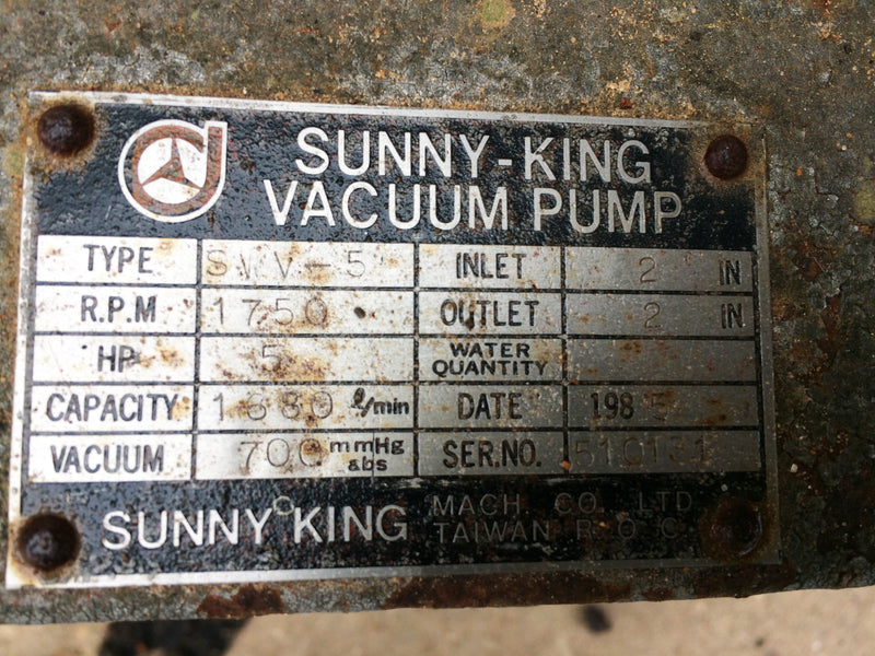 Sunny-King Liquid Ring Vacuum Pump - 60 CFM Sunny-King 