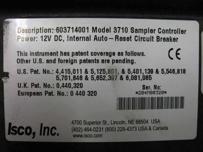 Teledyne Isco Model 3710 Water Sampling Controller Package Teledyne Isco 
