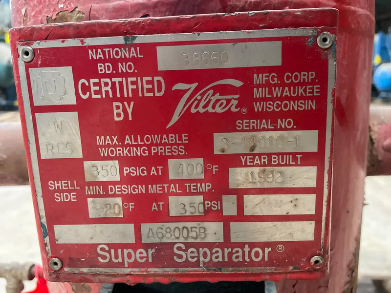 Vilter Super Separator Vertical Ammonia Oil Tank (12in X 24in. 15 Gallons)