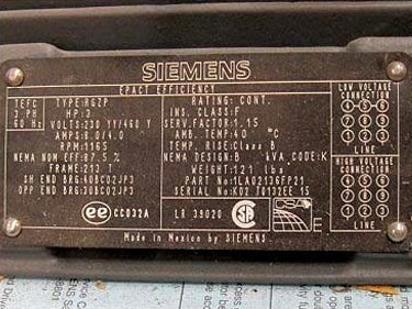Unused Siemens Motor – 3 hp Siemens 