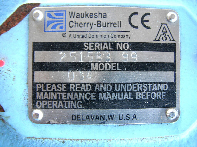 Unused Waukesha Model 034 Positive Displacement Pump Waukesha 