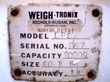 Weigh-Tronix Digial Platform Scale- 20,000 lbs Weigh-Tronix 